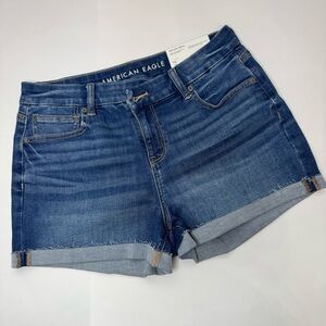 American Eagle Outfitters curvy high shortie Dark Blue Jean Shorts size 10